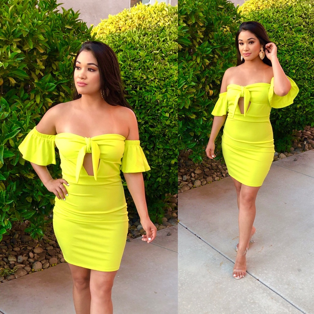 “Be a Vibrant Thing” Off Shoulder Mini Dress